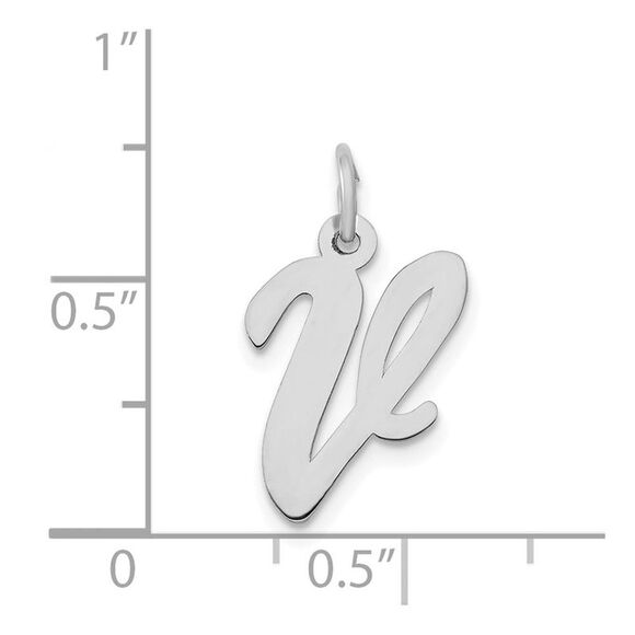 14k White Gold, Madison Collection, Medium Script Initial V Pendant - Picture 4 of 5